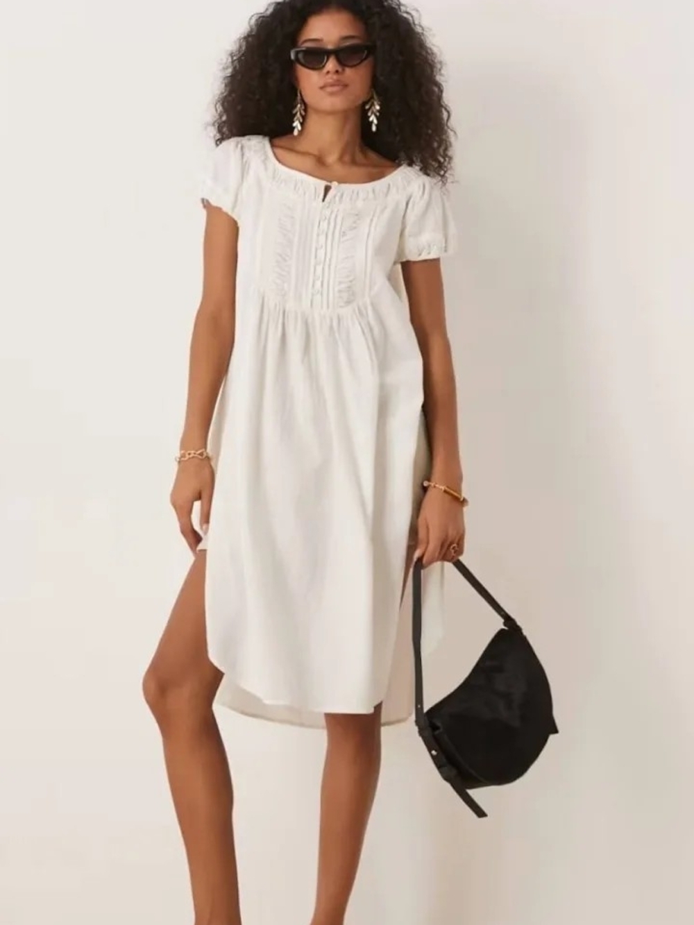 Free People Women's Dress Tunic "Fayre" In Shade Clean Ivory Medium NWT